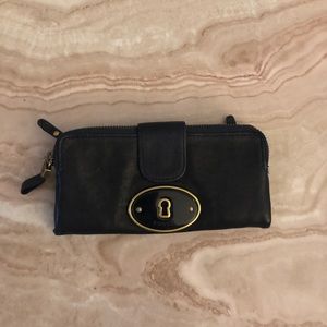 Navy Fossil Tab Wallet